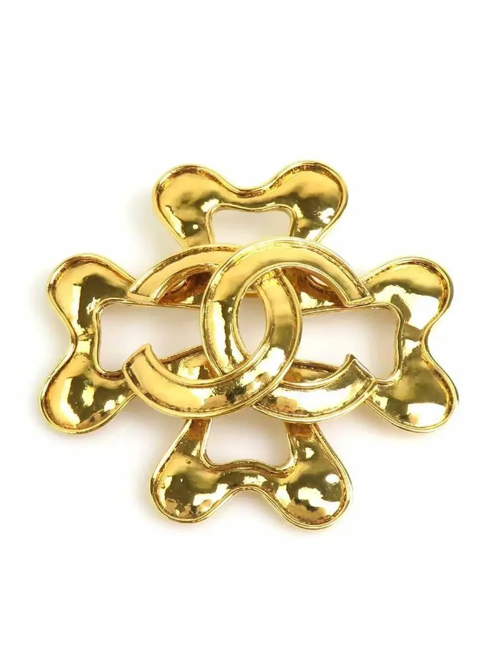 Auth Chanel Vintage Cc Logo Brooch Gold #302710C46B